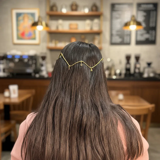Wave Halo Hair Wrap with Stone Drops