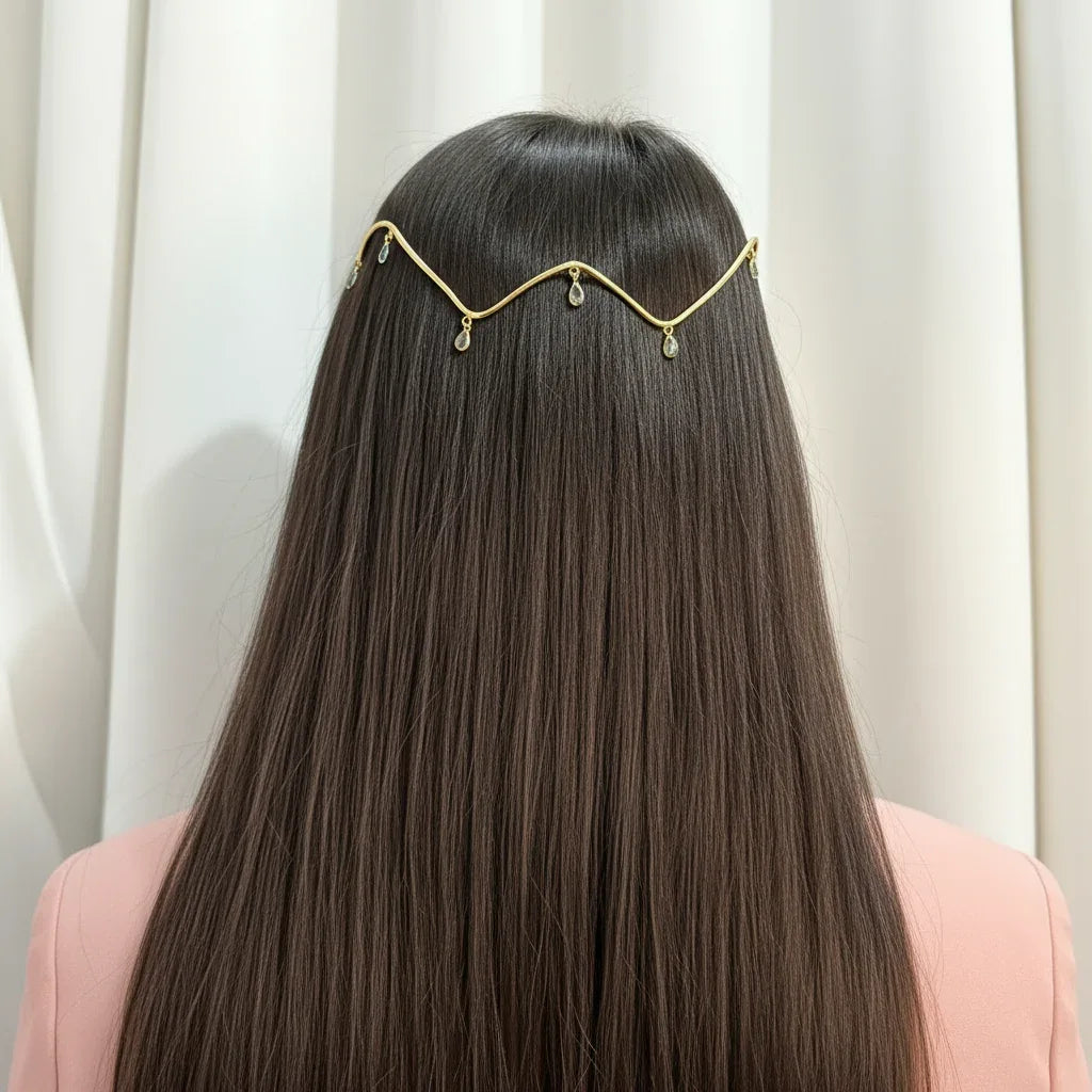 Wave Halo Hair Wrap with Stone Drops