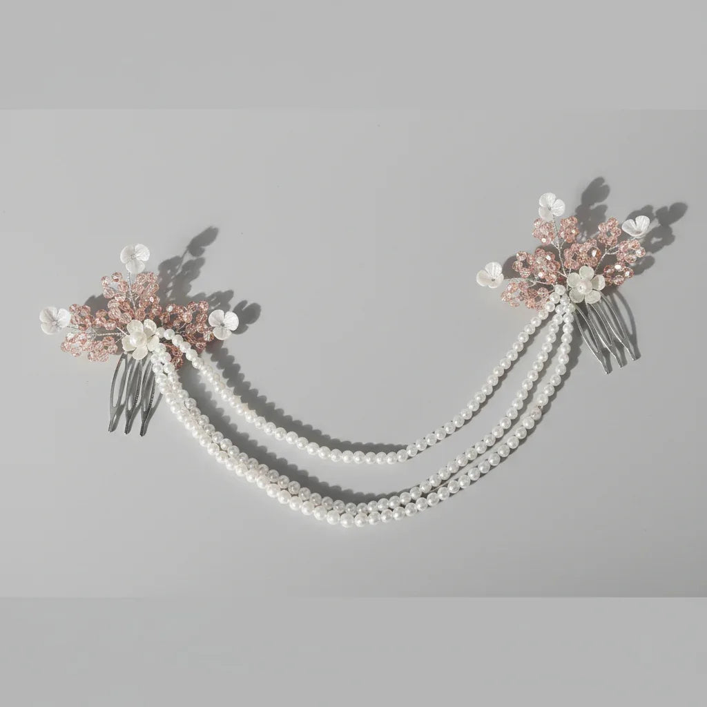 Blossom Pearl White & Pink Hair Chain