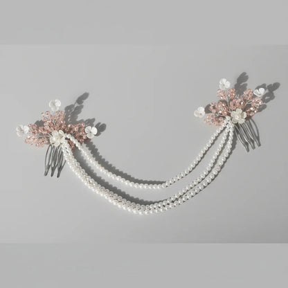 Blossom Pearl White & Pink Hair Chain