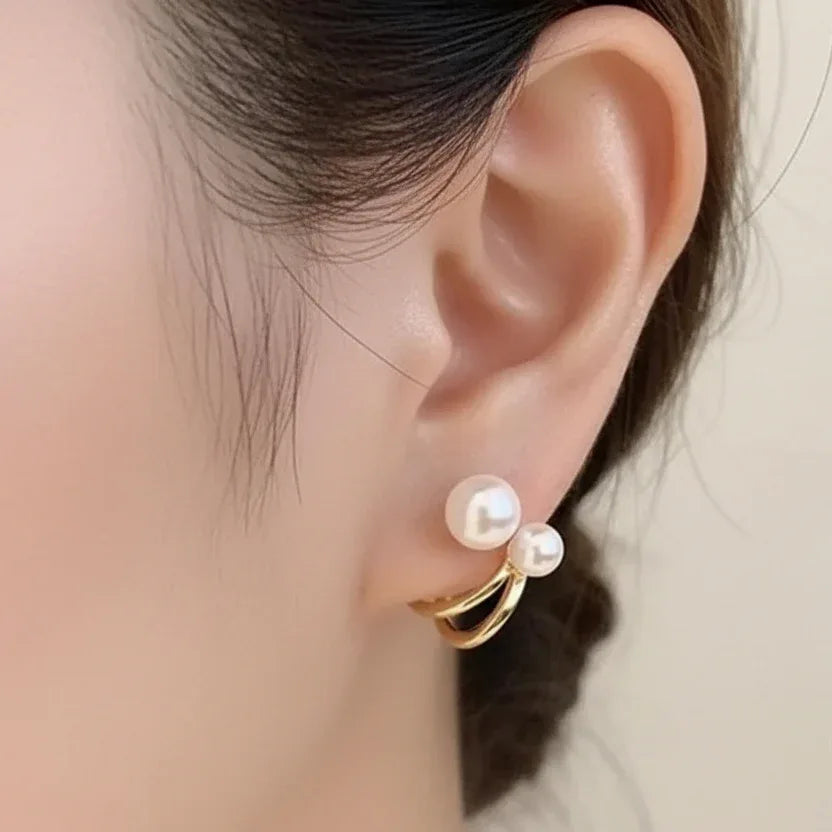 Pearl Contemporary Stud Earrings – Gold Plated Brass
