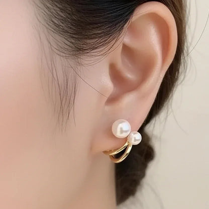 Pearl Contemporary Stud Earrings – Gold Plated Brass