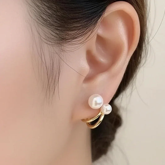 Pearl Contemporary Stud Earrings – Gold Plated Brass