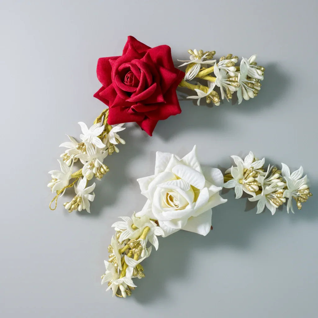 Rose Blossom Gajra – Red & White Variants