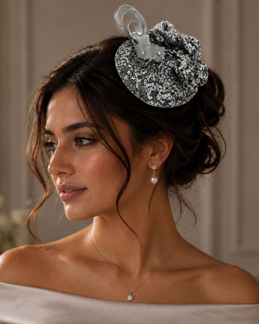 Dreamy Silver Sequin Fascinator Hat