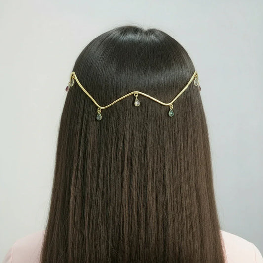 Wave Halo Hair Wrap with Stone Drops