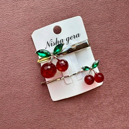 Crystal Cherry Hair Clip & Pin Set