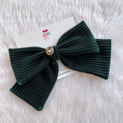 Emerald Elegance Green Bow Hair Clip