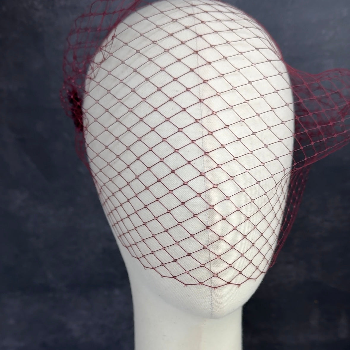 Wine Plum Birdcage Veil – Bold Retro Hair Accessory