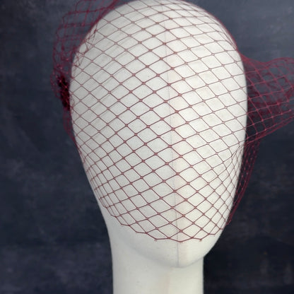 Wine Plum Birdcage Veil – Bold Retro Hair Accessory