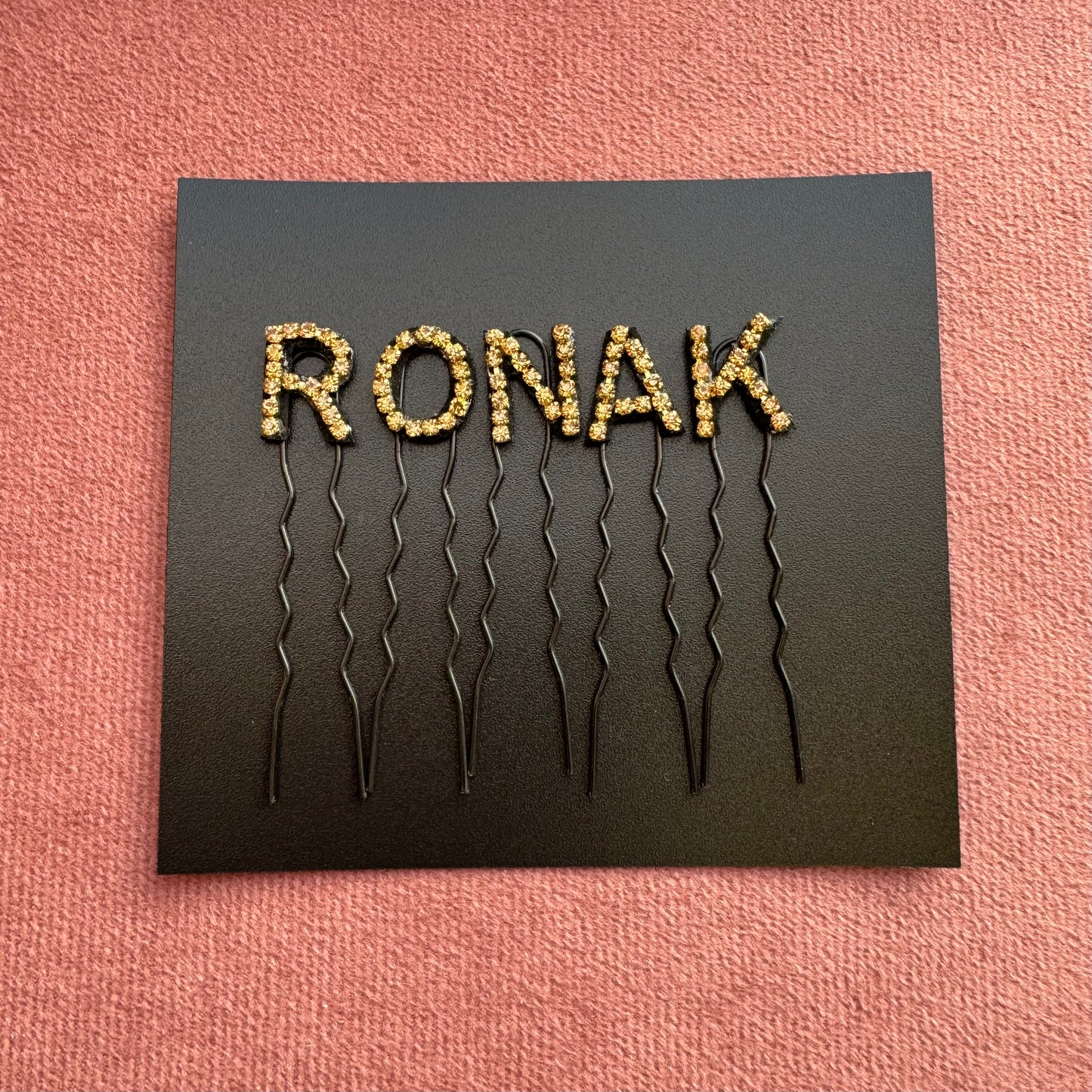 Custom Name Champagne Gold Crystal Letter Clips (Small)