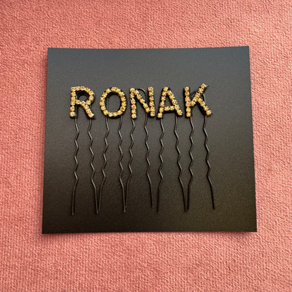 Custom Name Champagne Gold Crystal Letter Clips (Small)