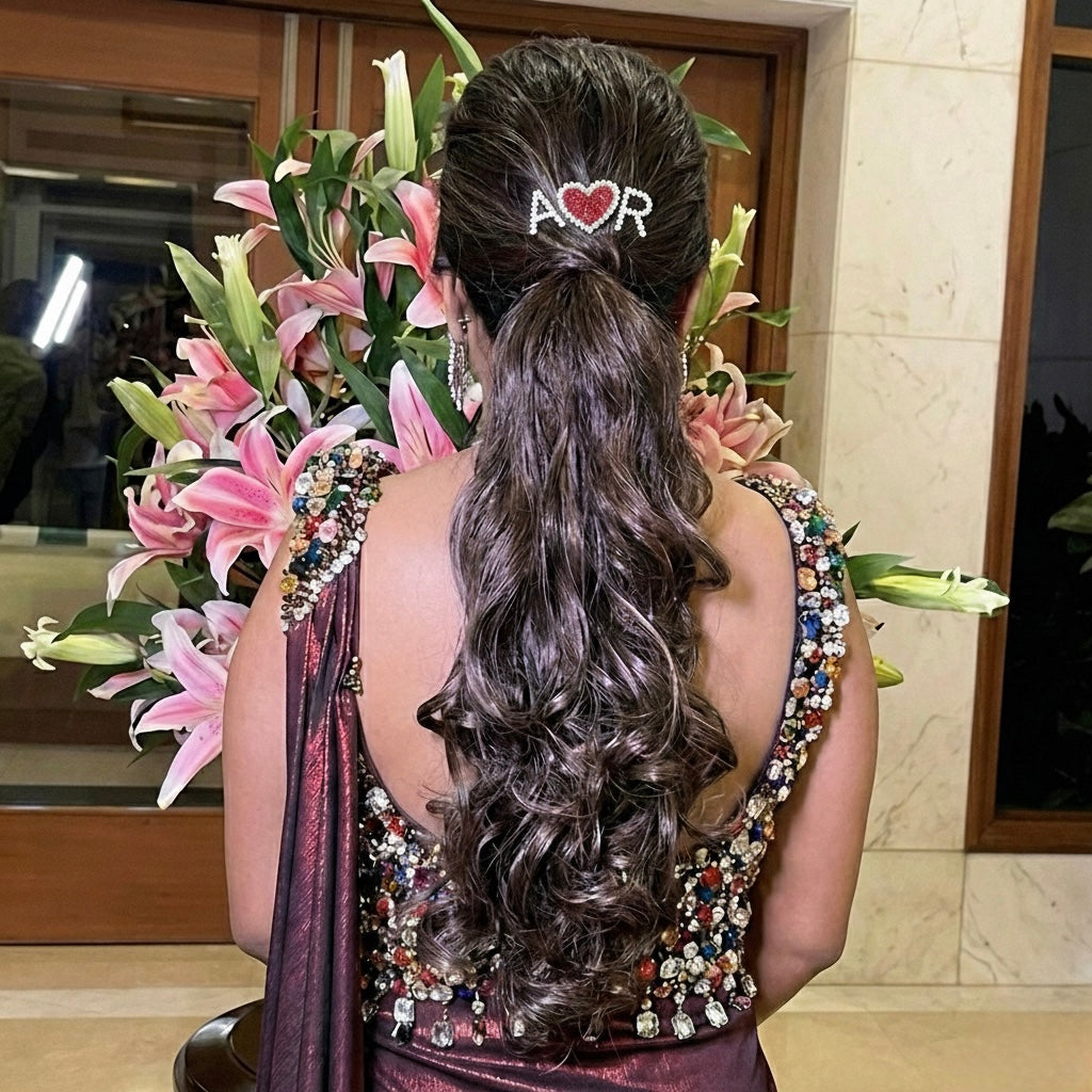 Custom Name Initials with Heart Hair Pin Set