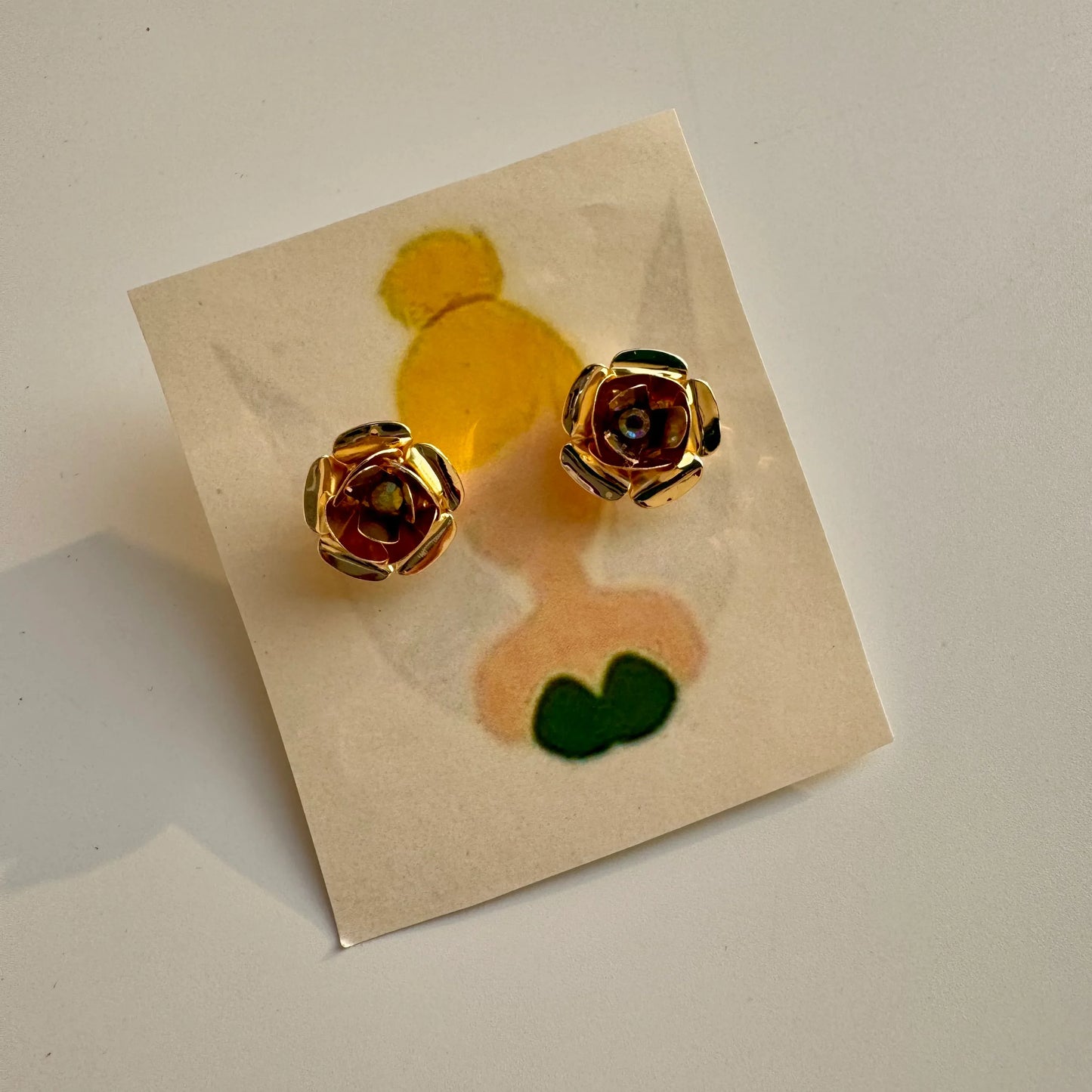 Golden Flower Stud Earrings