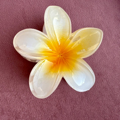 Ivory Yellow Flower Claw Clip