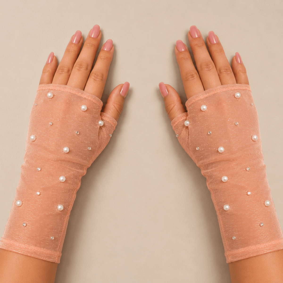 Eterna Sheer Pearl Embellished Gloves