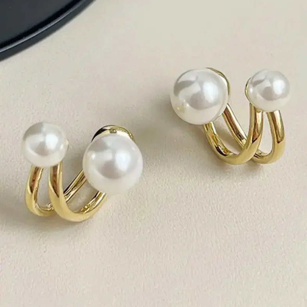 Pearl Contemporary Stud Earrings – Gold Plated Brass