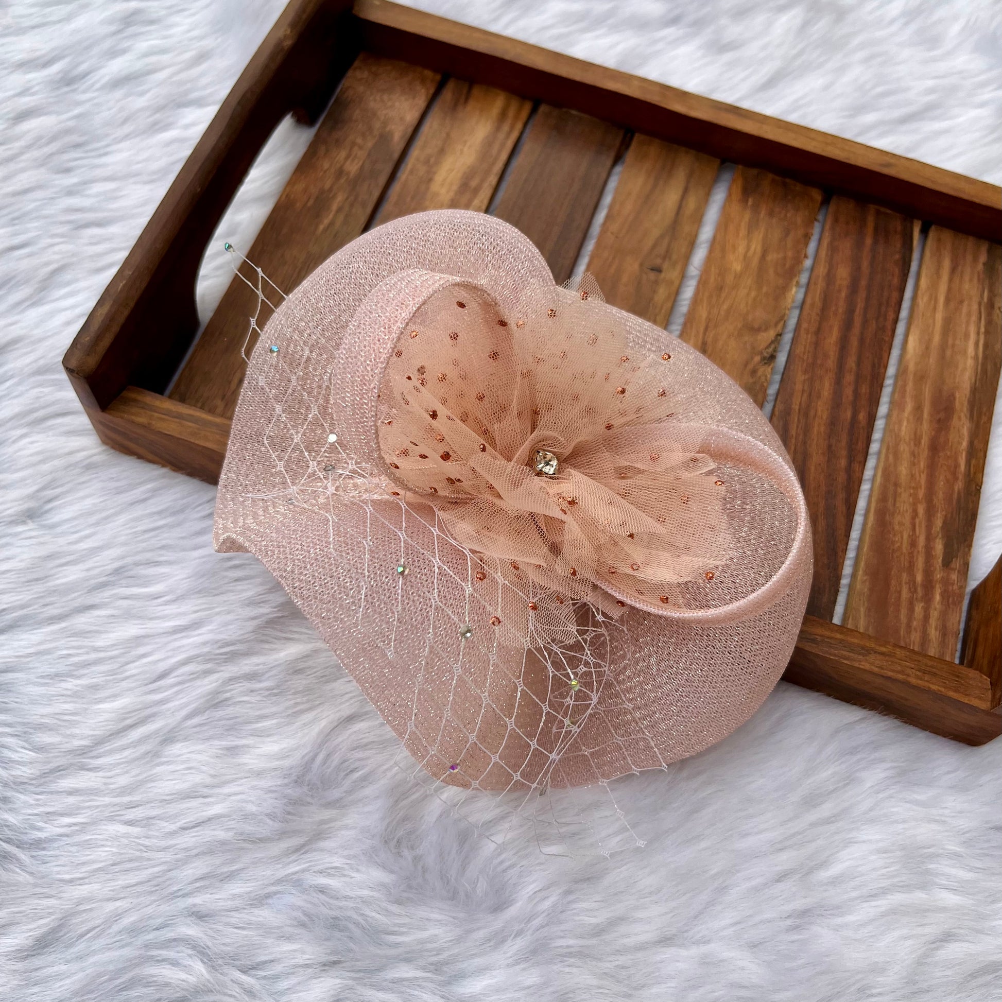 Love Dust Blush Pink Veil Fascinator Hat