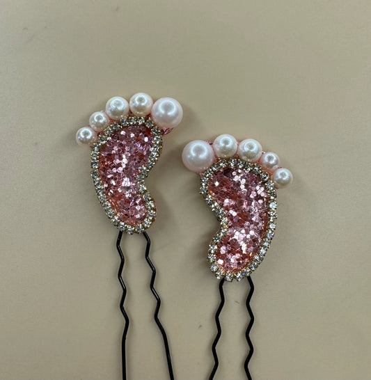 Pink Baby Feet Hair Pin Set (Mirror Pair)