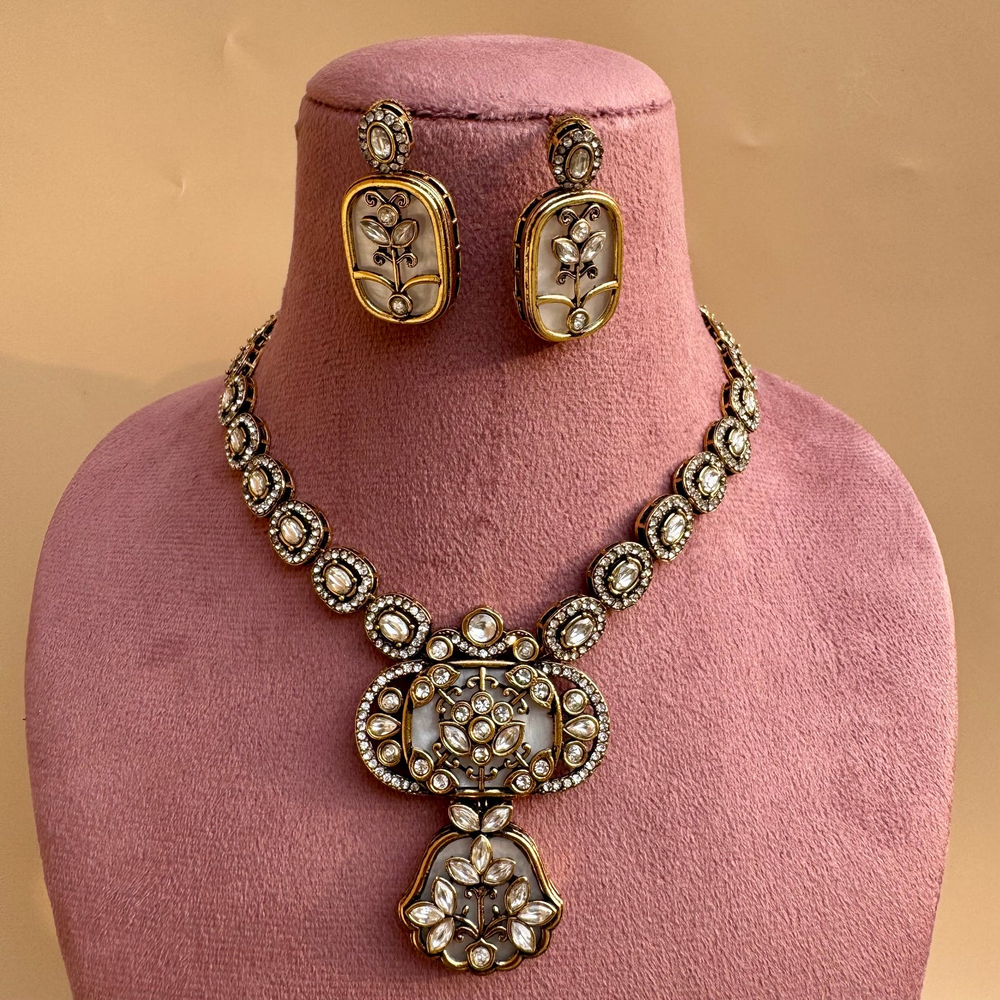 Antique Moissanite Earring with Floral Detailing