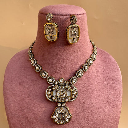 Antique Moissanite Earring with Floral Detailing