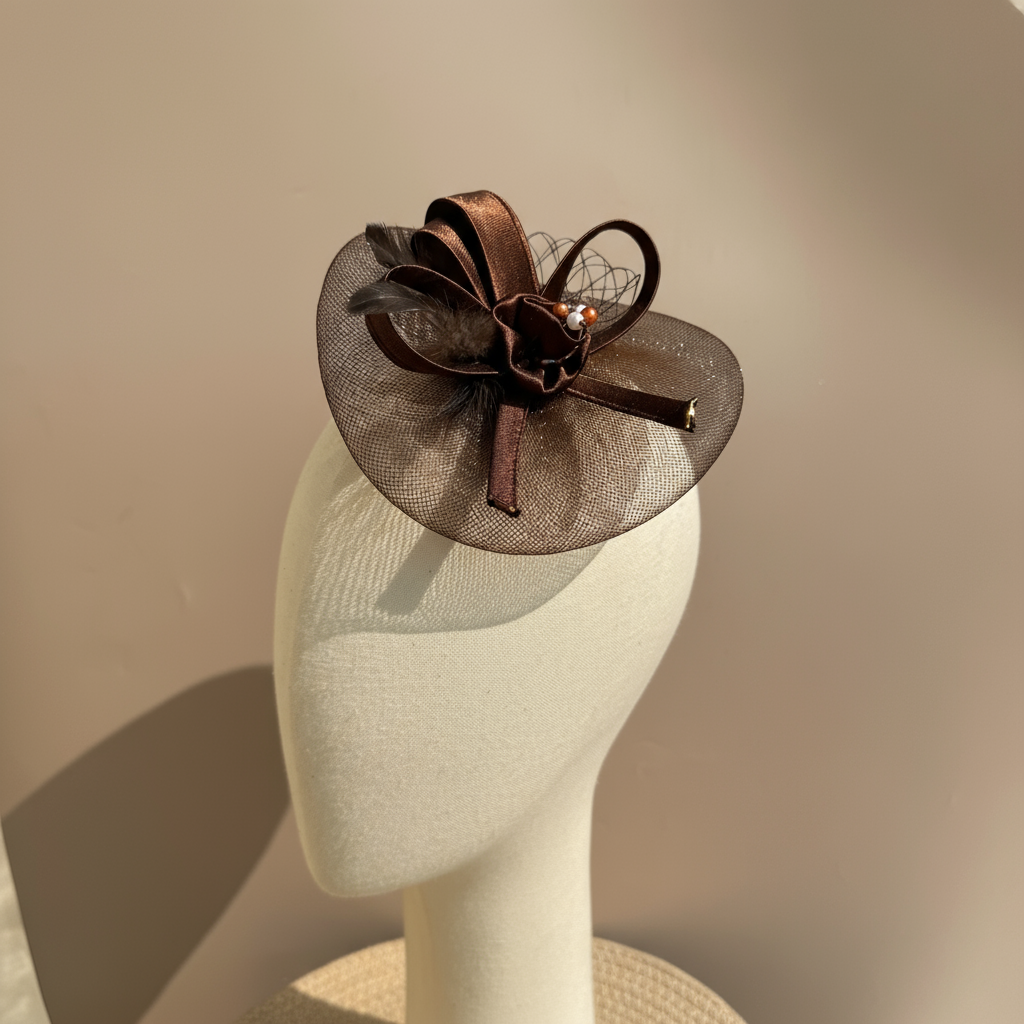 Elegant Brown Cocktail Fascinator Hat