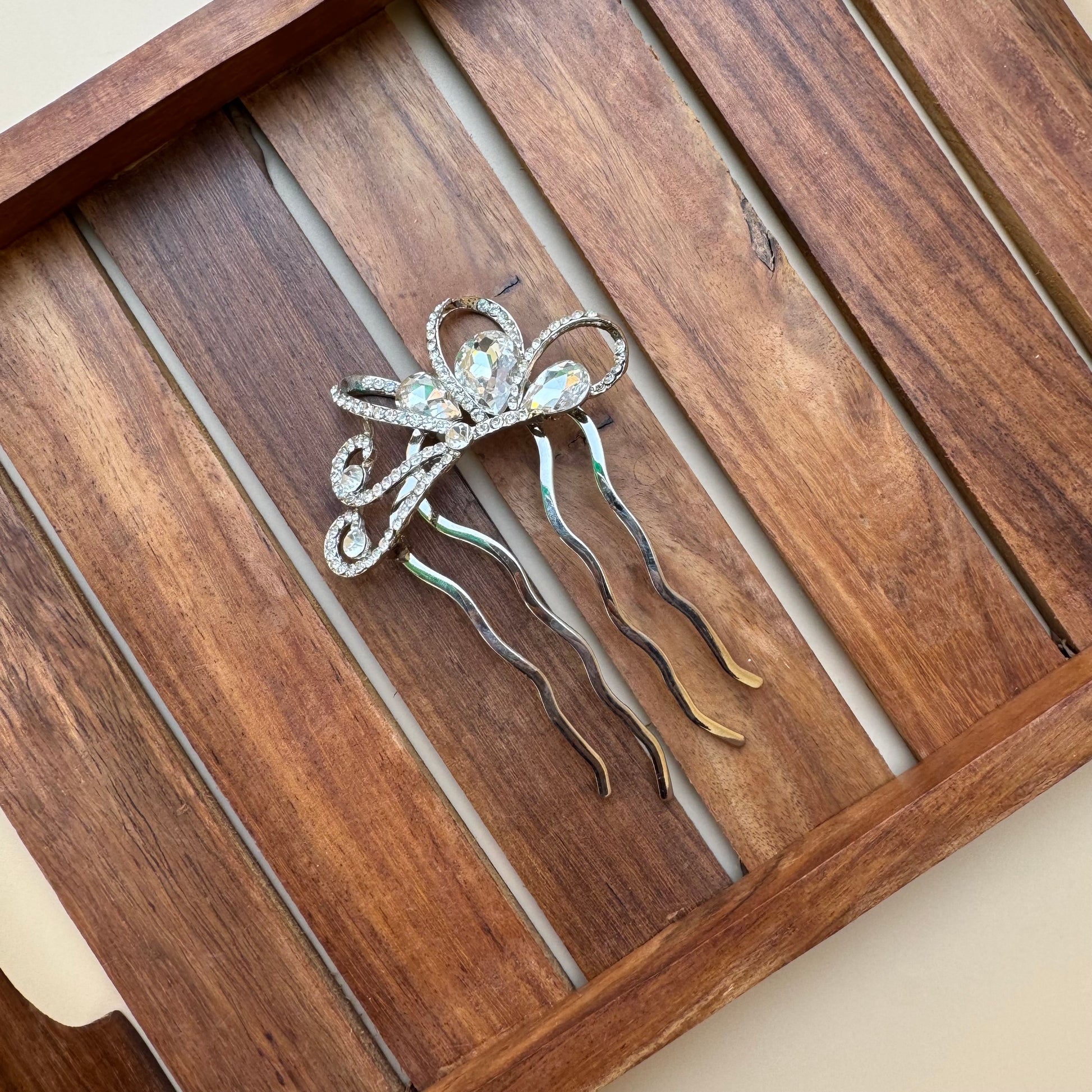 Silver Crystal Crown French Hair Pin