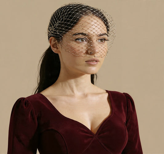 Golden Birdcage Face Veil Fascinator