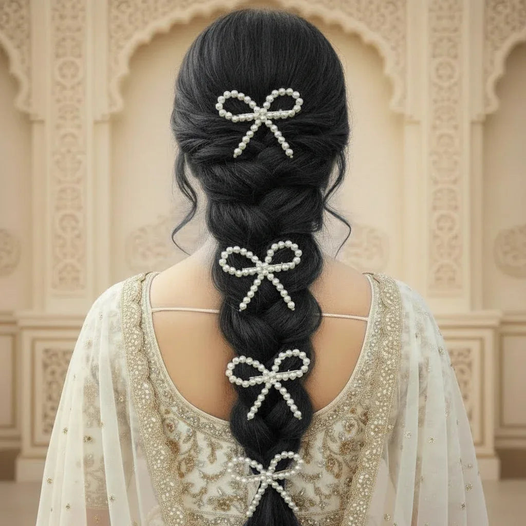 Elegant Pearl Bow Hair Clip