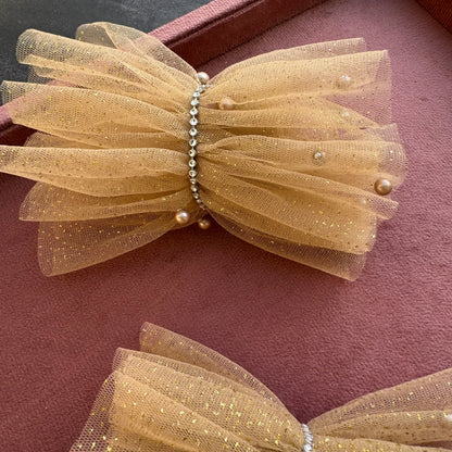 Ruffled Charm Tulle Golden Cuff Gloves