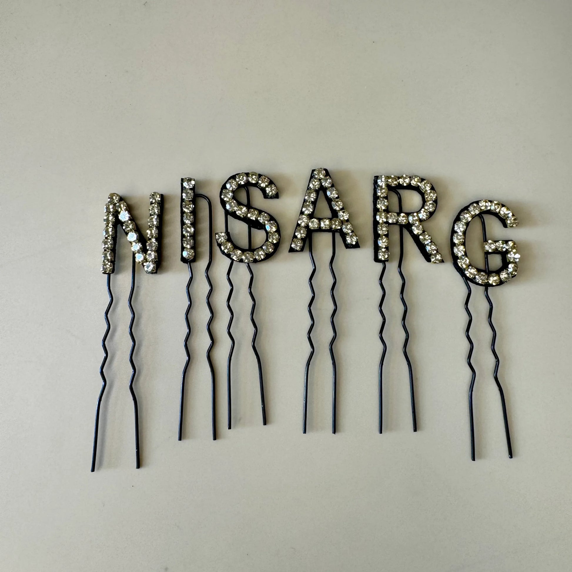 Custom Name Golden Crystal Letter Clips