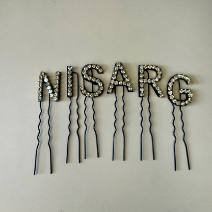 Custom Name Golden Crystal Letter Clips