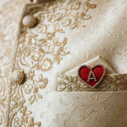 Bride's Initial Custom Heart Brooch Pin for Groom