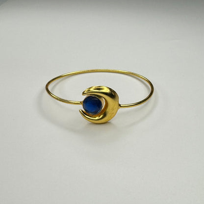 Royal Blue Crescent Adjustable Golden Bracelet