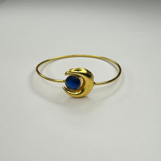 Royal Blue Crescent Adjustable Golden Bracelet