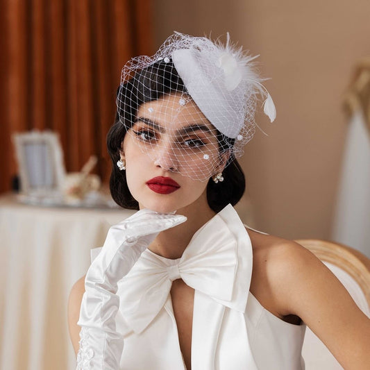 White Luxe Bridal Hat | Woman Hair Accessories