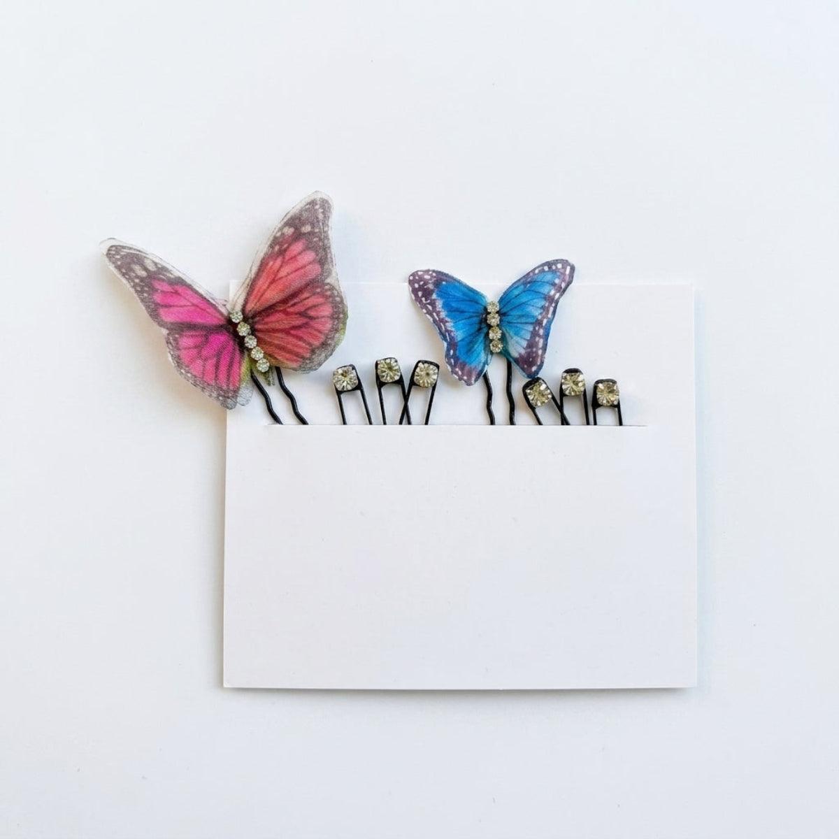 FlutterPins Crystal & Butterfly Hair Pin Set