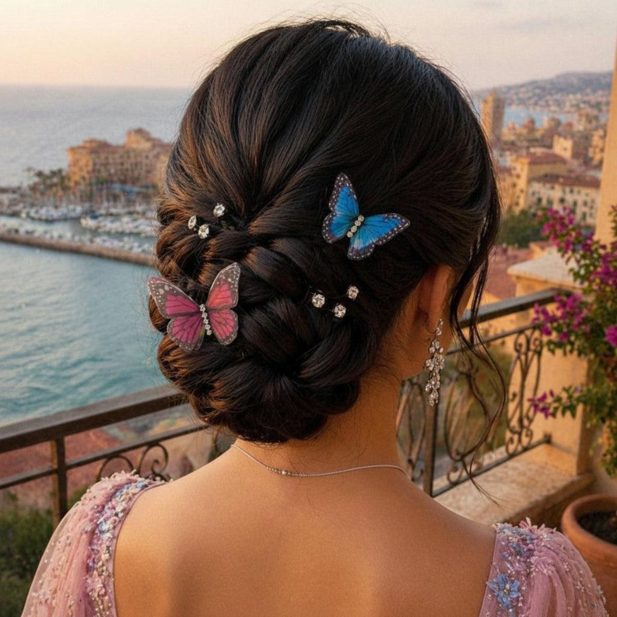 FlutterPins Crystal & Butterfly Hair Pin Set