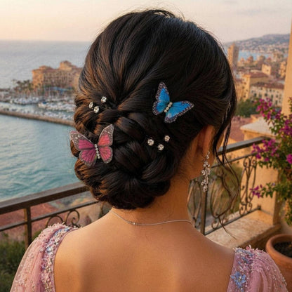 FlutterPins Crystal & Butterfly Hair Pin Set