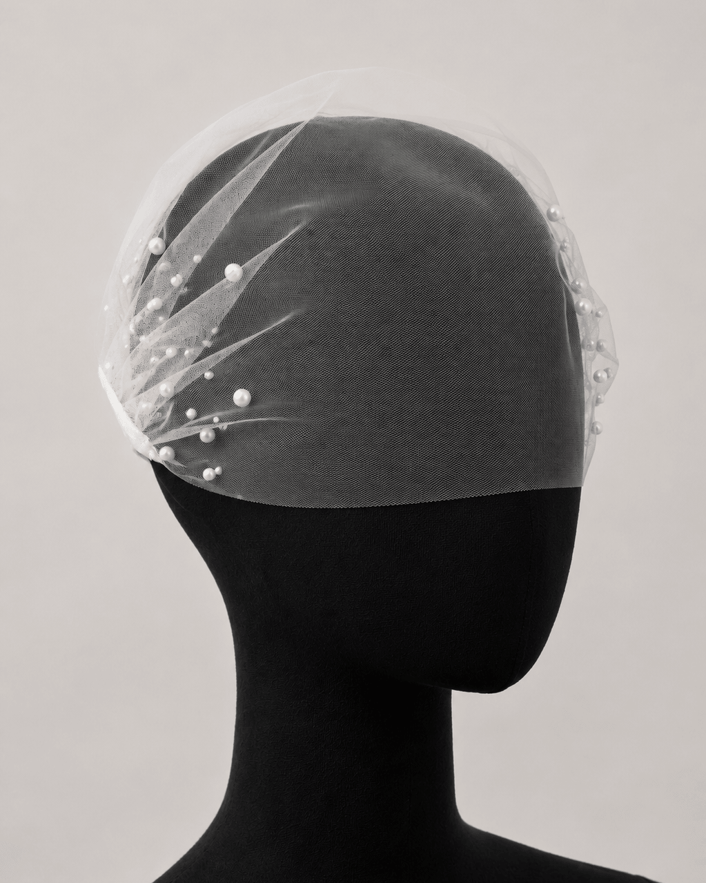 White French Net Pearl Veil