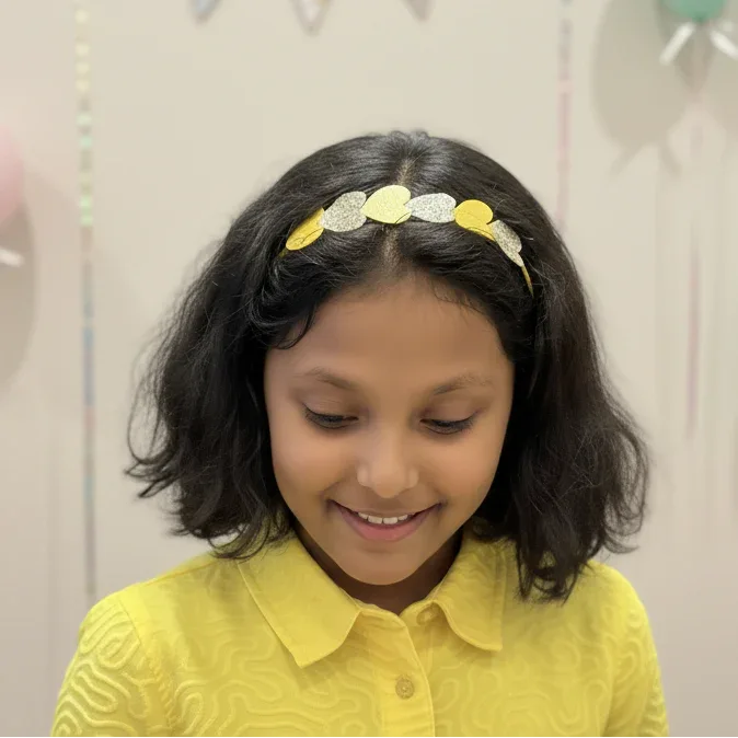 Glitter Heart Parade Headband – Yellow & Gold