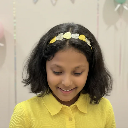 Glitter Heart Parade Headband – Yellow & Gold