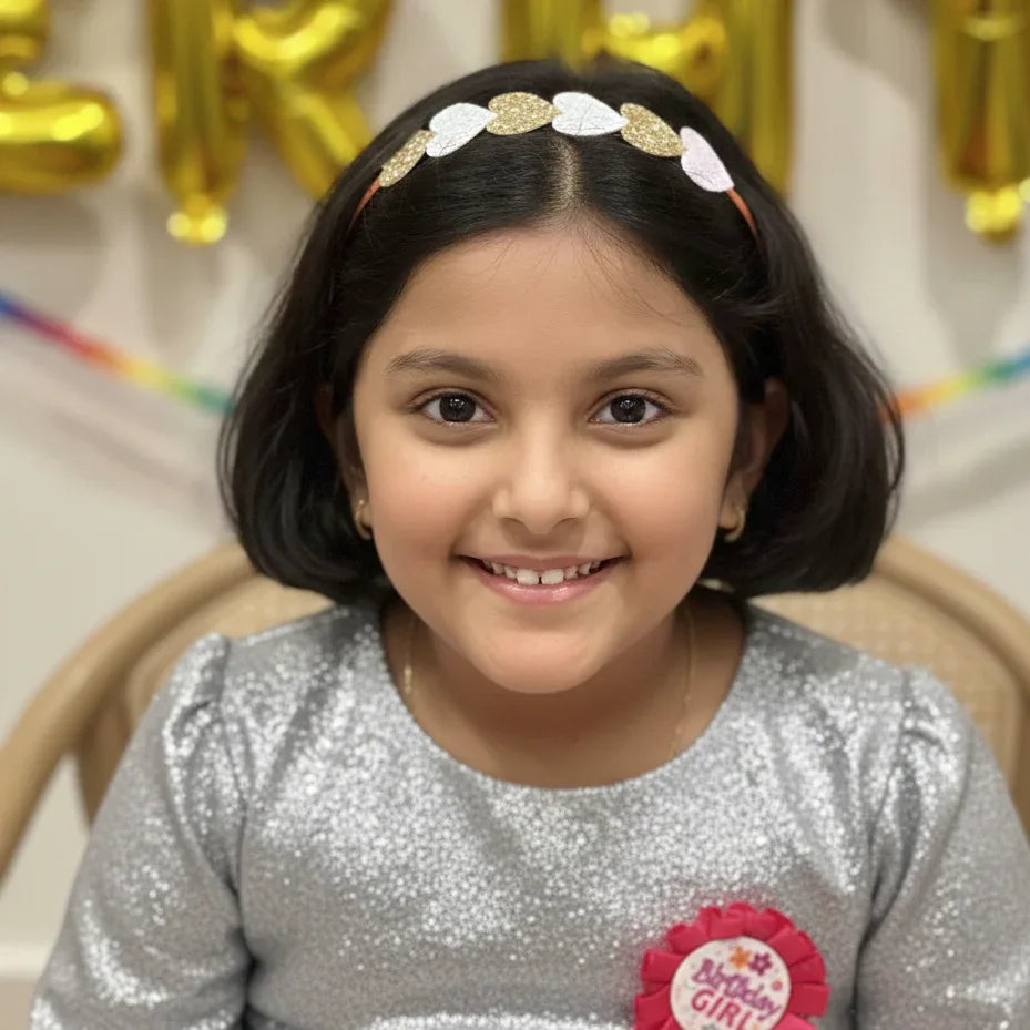 Glitter Heart Parade Orange Hair Band