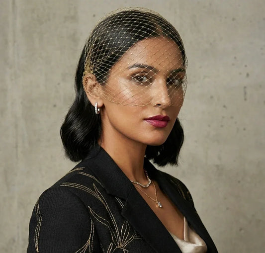 Golden Birdcage Face Veil Fascinator