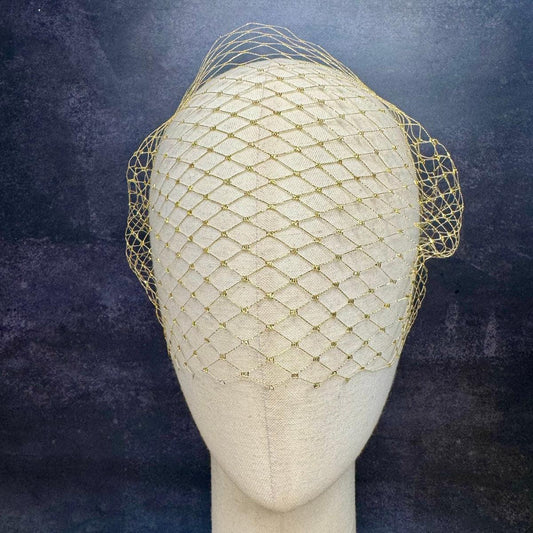 Golden Birdcage Face Veil Fascinator