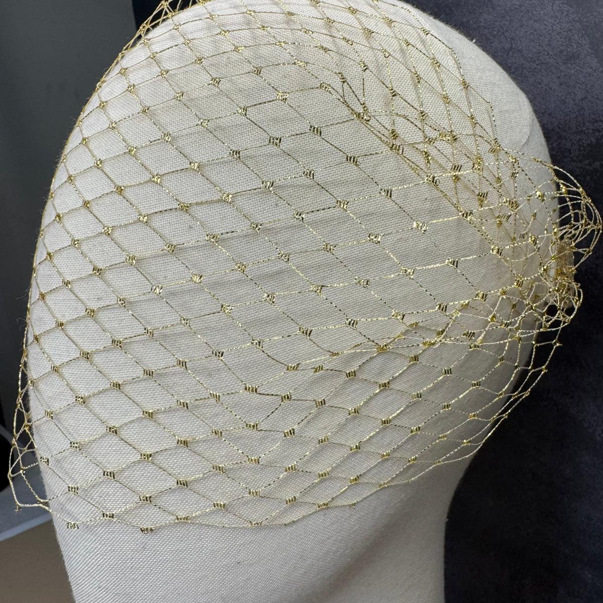 Golden Birdcage Face Veil Fascinator