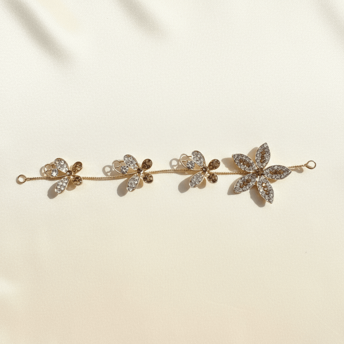 Golden Blossom Butterfly & Flower Hair Vine