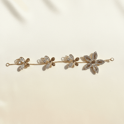 Golden Blossom Butterfly & Flower Hair Vine