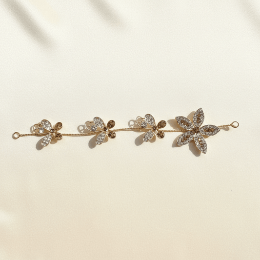 Golden Blossom Butterfly & Flower Hair Vine
