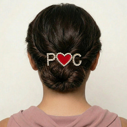 Golden Custom Name Initials with Heart Hair Pin Set